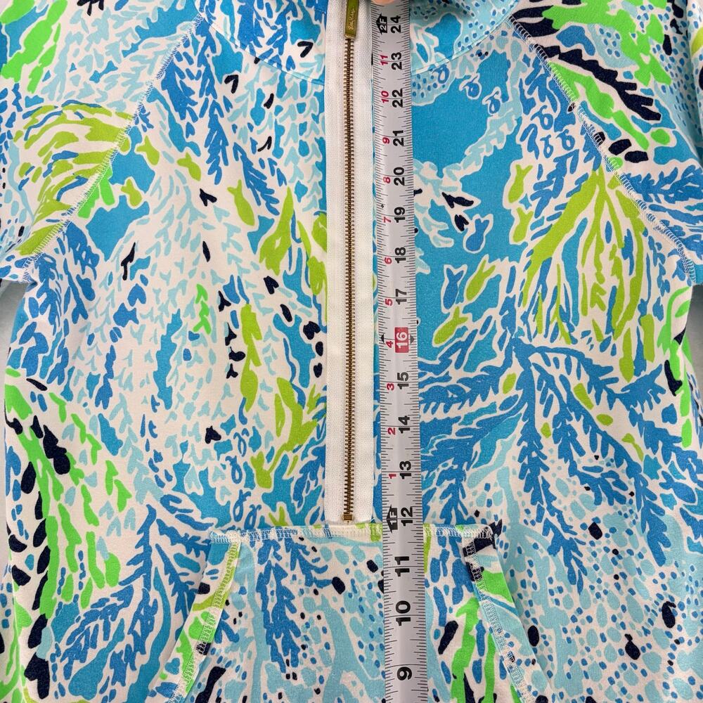 Lilly Pulitzer Half Zip Pullover Top Size M Blue Green Coral Reef Print - Picture 5 of 15